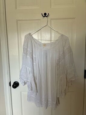 Surf Gypsy White Boho Off-Shoulder Peasant Blouse